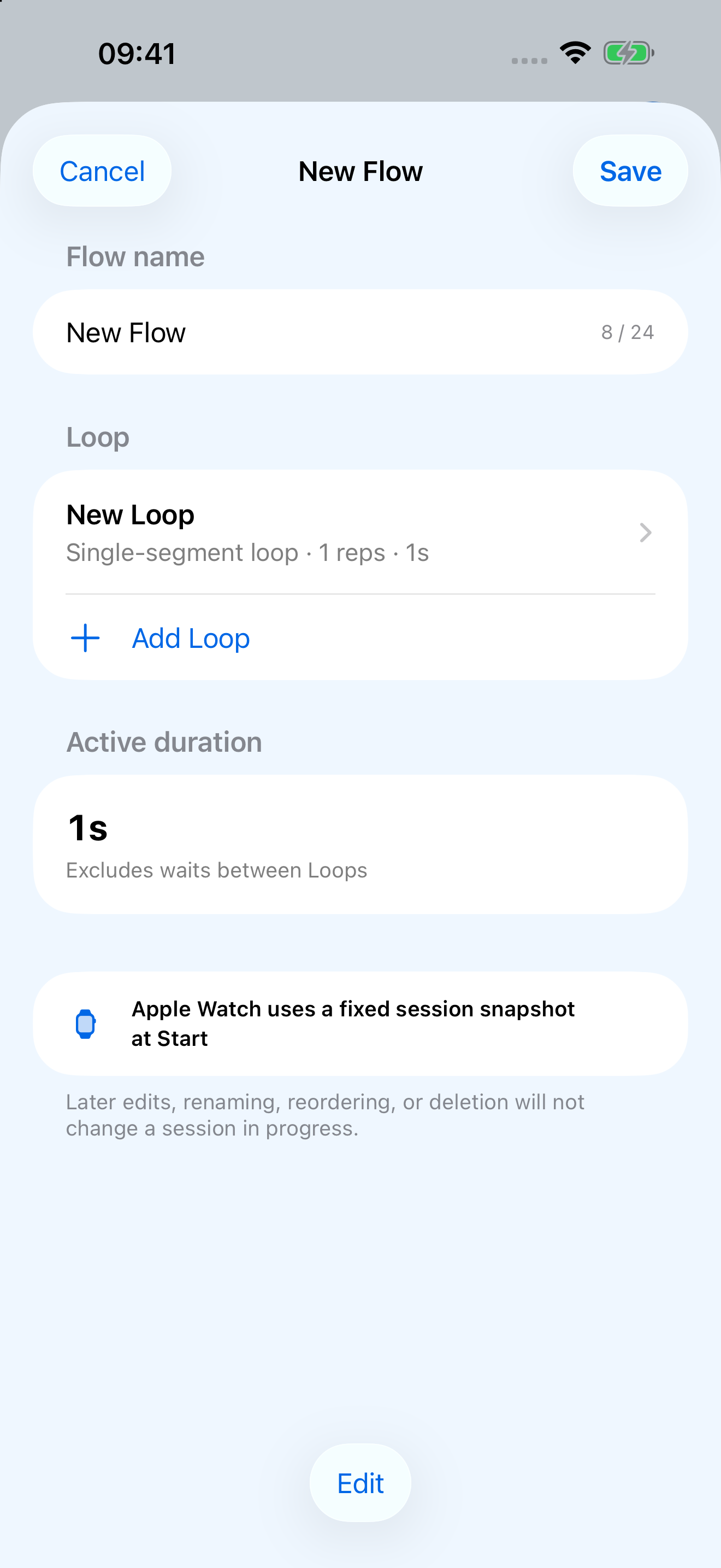The New Flow editor in bluebell on iPhone